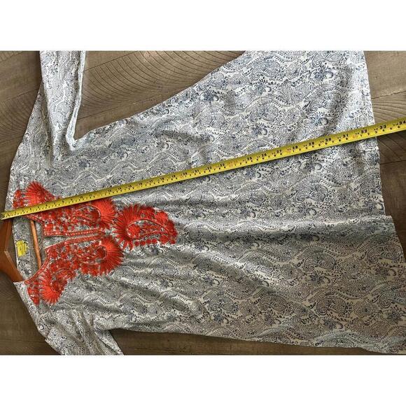 Roberta Roller Rabbit Embroidered 3/4 Sleeve Tunic Blue/Orange Women’s size XS - Picture 10 of 11